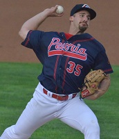 Paul Balestrieri ​throws a pitch for the Peoria Chiefs, the Cardinals' Class A affiliate. Balestrieri threw a no-hitter Thursday, Photo Courtesy of Allison Rhoades | Peoria Chiefs